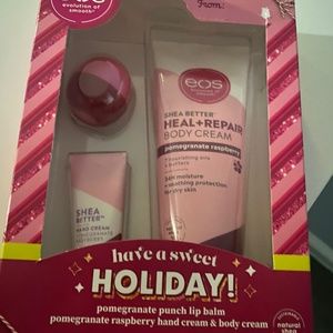 EOS set - lotion, lip balm, hand cream. Never opened!